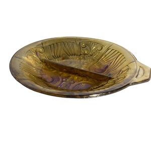 Vintage Indiana Glass Killarney Amber Carnival Glass Divided relish dish